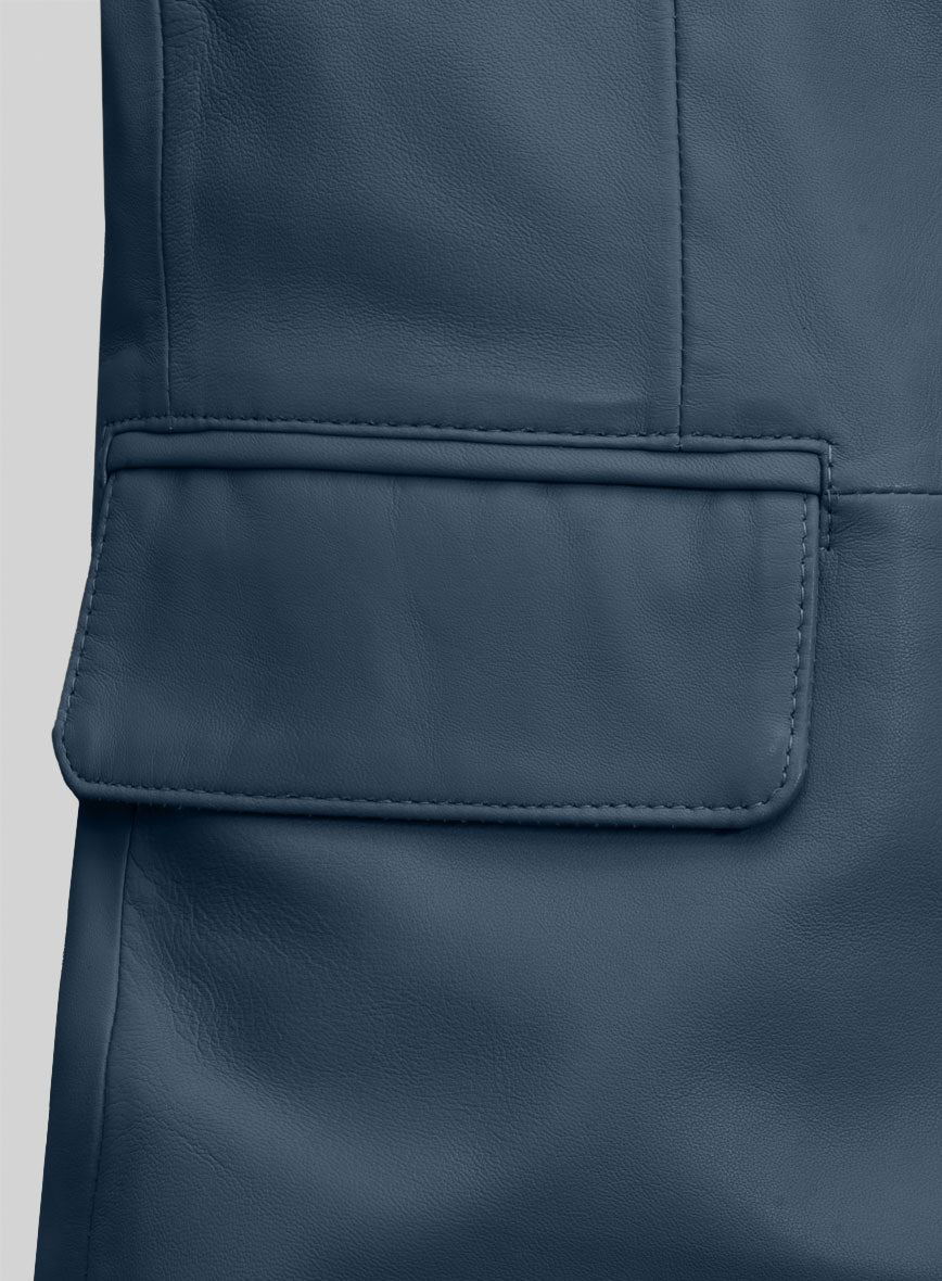 Winsor Blue Lambskin Leather Blazer - StudioSuits