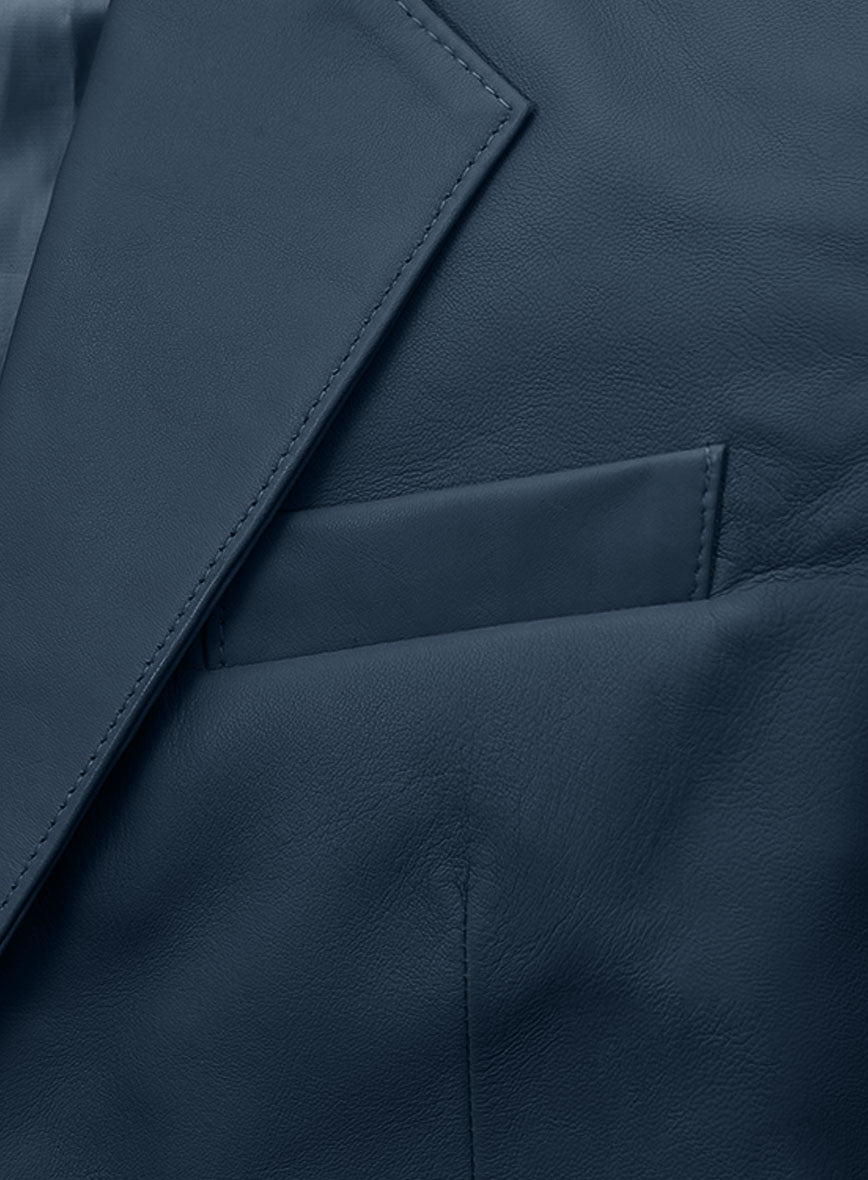 Winsor Blue Lambskin Leather Blazer - StudioSuits