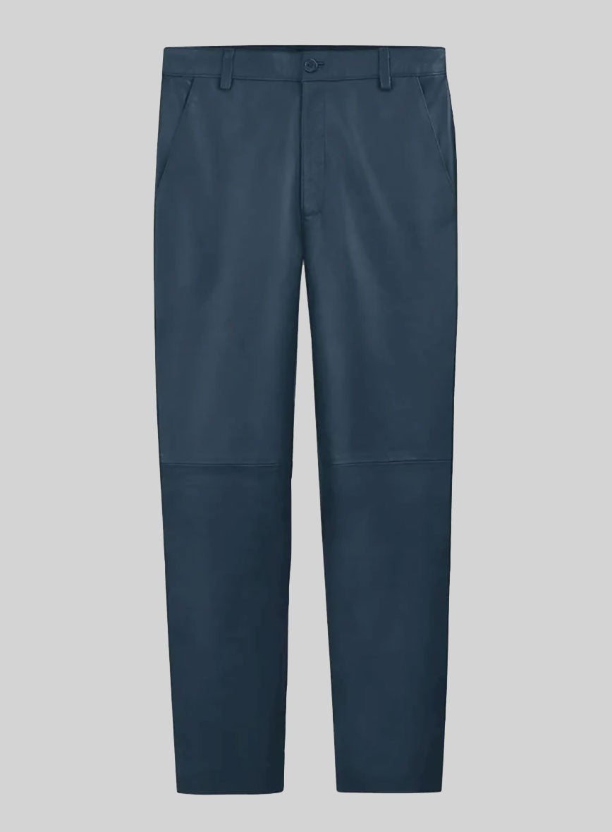 Winsor Blue Leather Trousers - StudioSuits