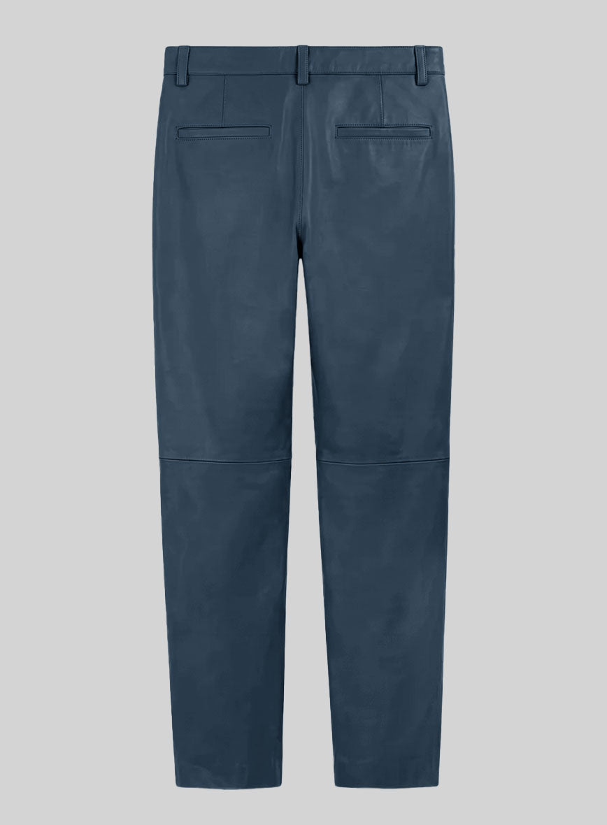 Winsor Blue Leather Trousers - StudioSuits