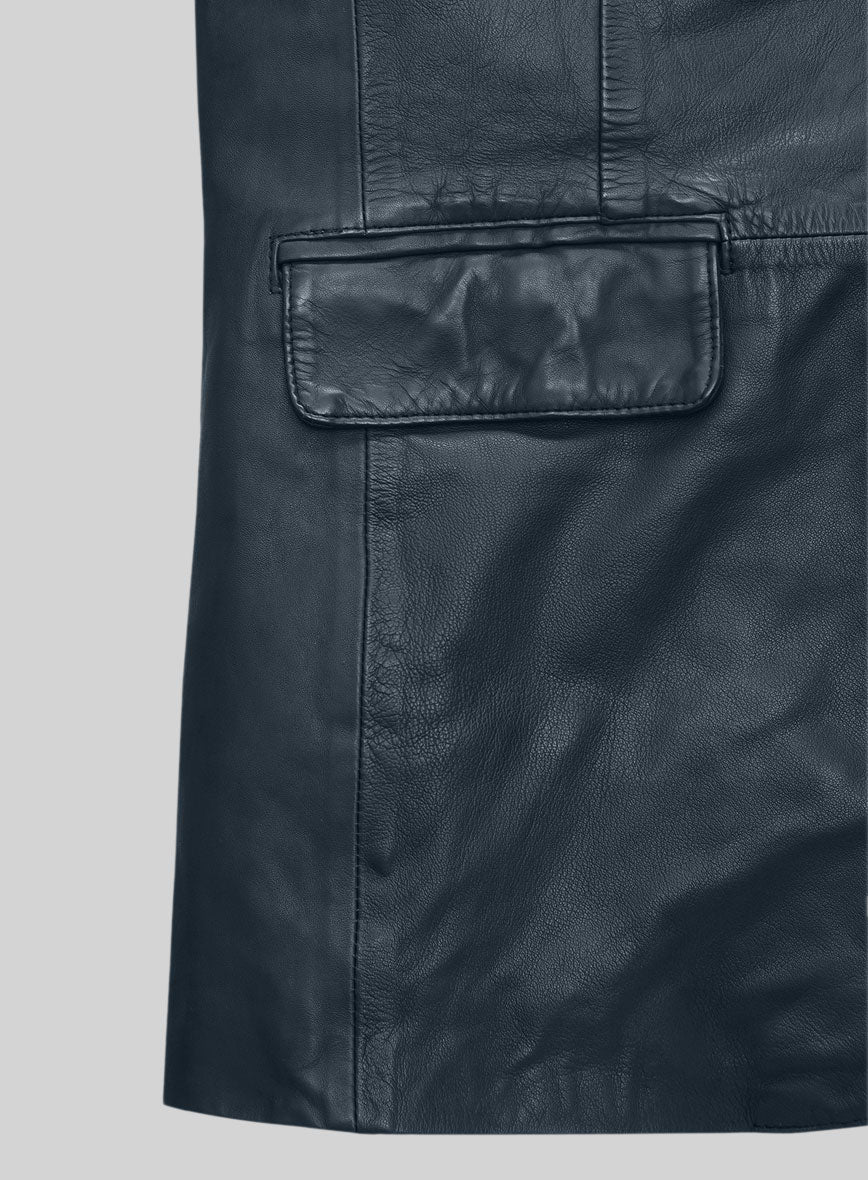 Winsor Blue Washed & Wax Lambskin Leather Blazer - StudioSuits