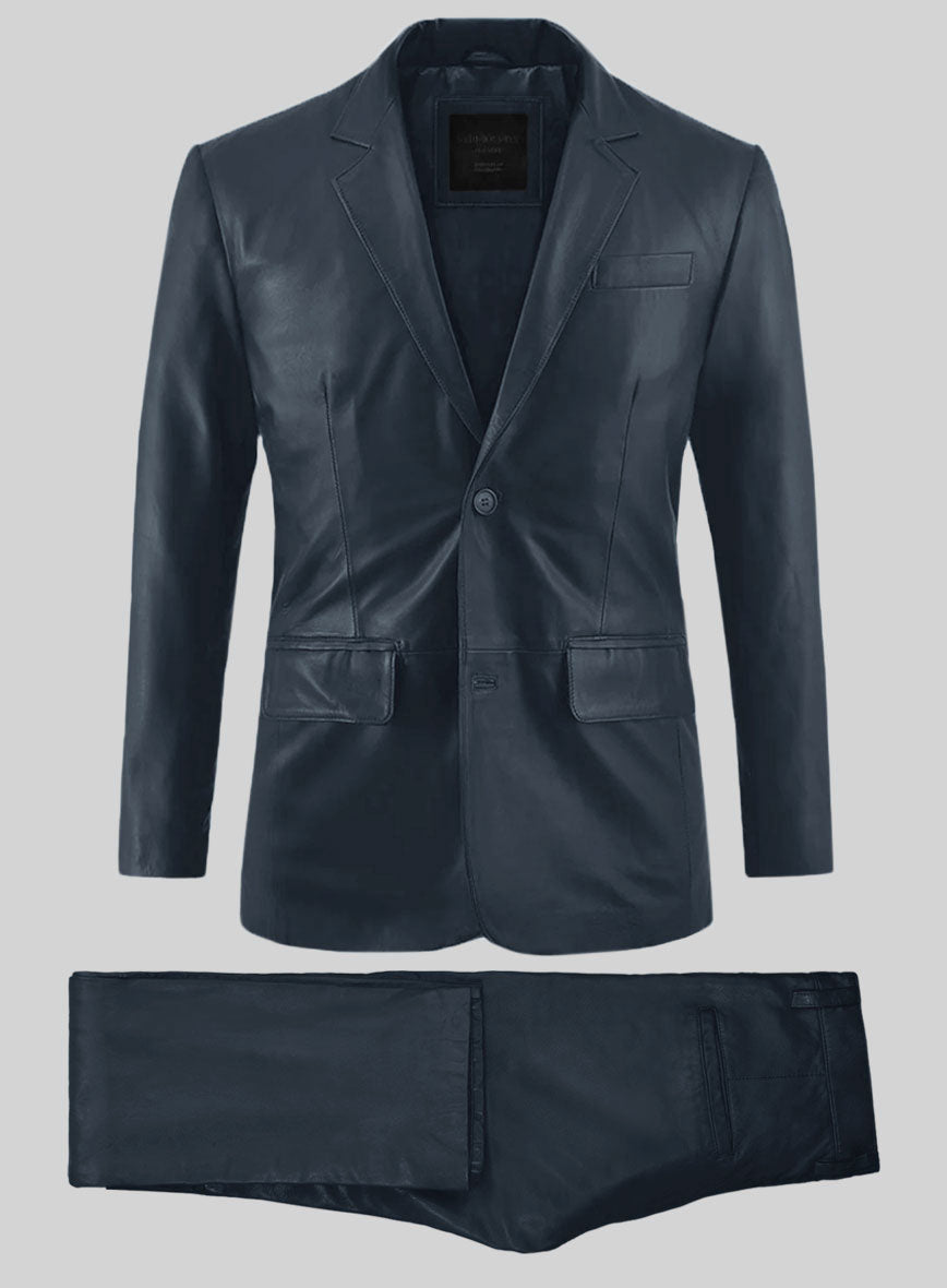 Winsor Blue Leather Suit - StudioSuits