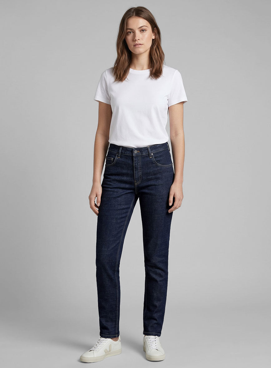 Women's Indigo Stretch Denim Jeans - StudioSuits