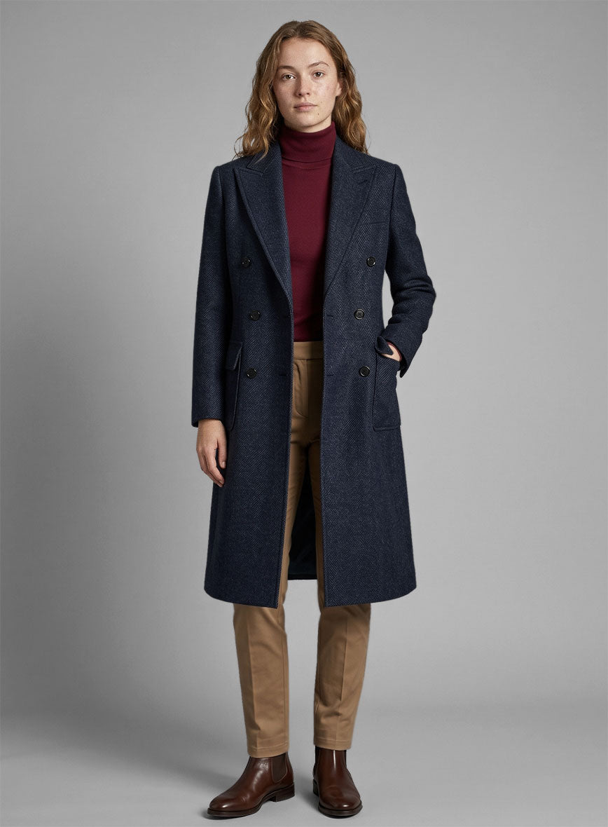 Women's Musto Blue Heavy Tweed Overcoat - StudioSuits