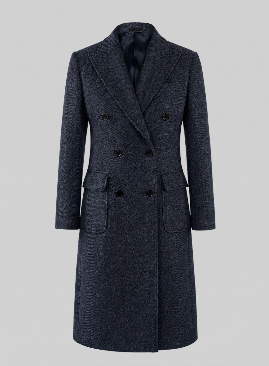 Women's Musto Blue Heavy Tweed Overcoat - StudioSuits