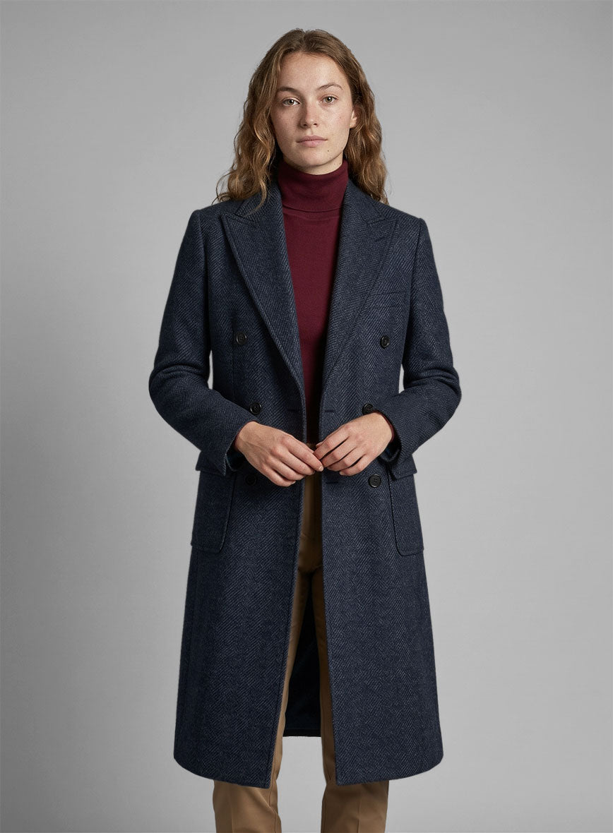 Women's Musto Blue Heavy Tweed Overcoat - StudioSuits