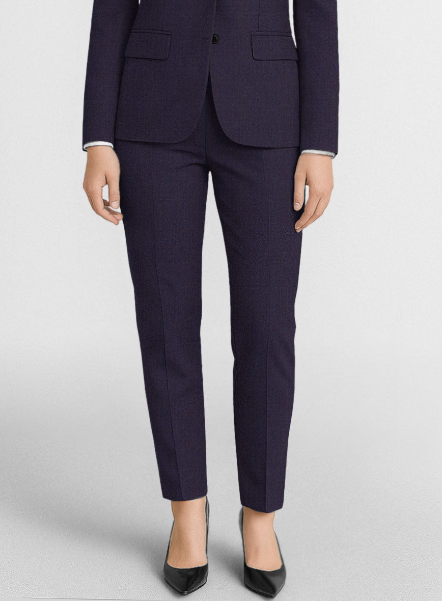 Women's Napolean Eggplant Wool Pants - StudioSuits