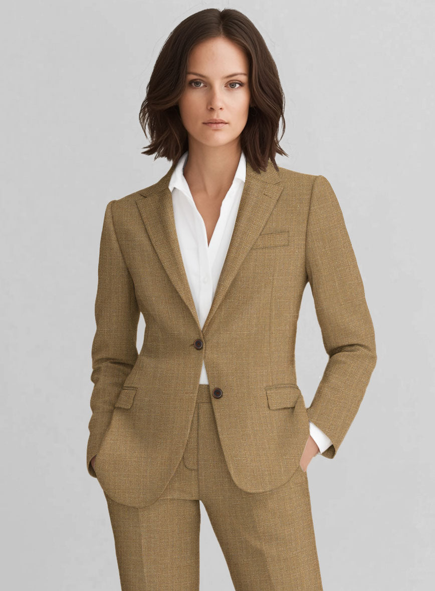 Women's Sepia Brown Linen Jacket - StudioSuits