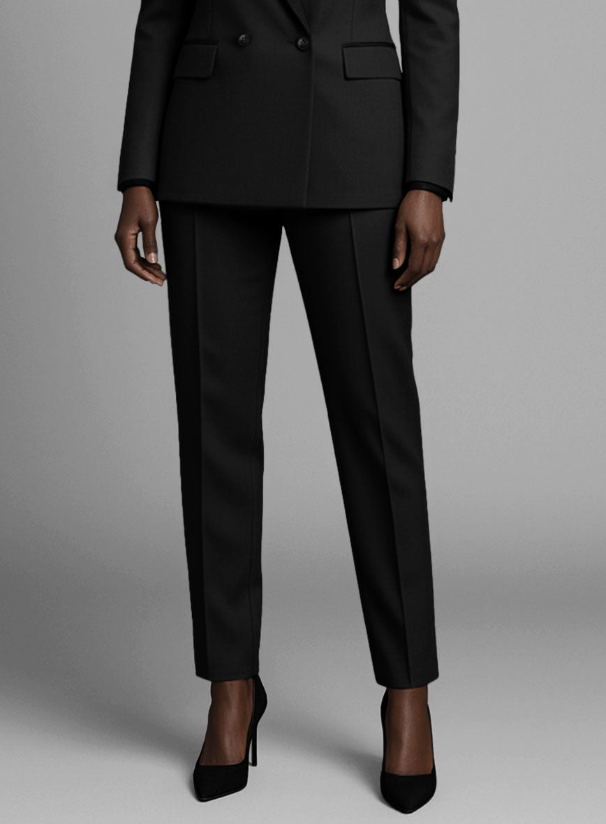 Women's Black Smoking Double Breasted Tuxedo Suit - StudioSuits