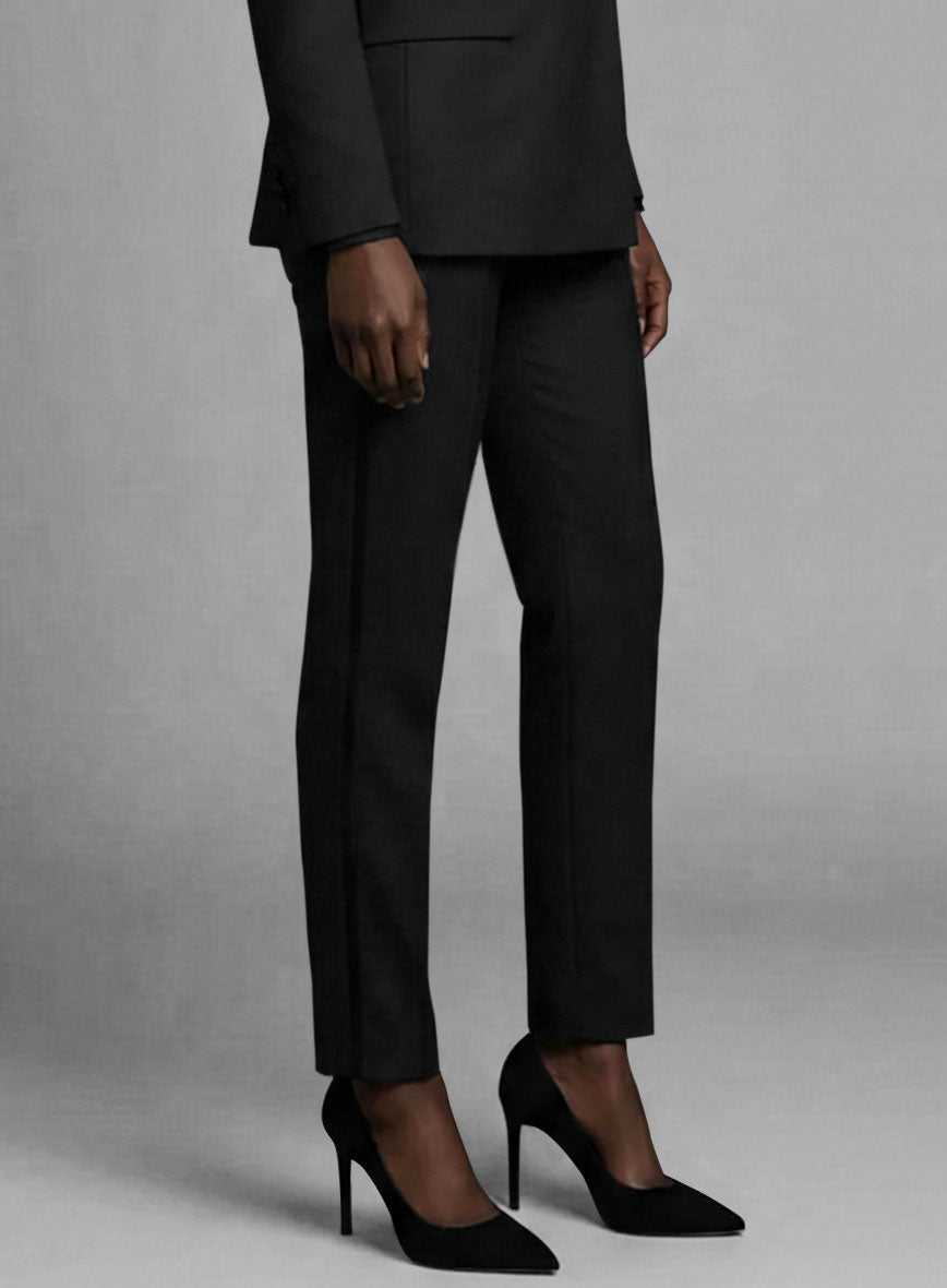Women's Black Smoking Double Breasted Tuxedo Suit - StudioSuits