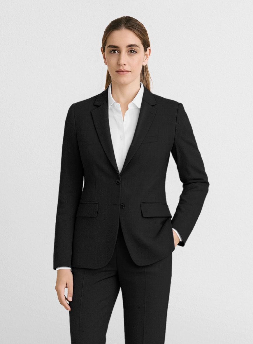 Women's Black Wool Suit - StudioSuits