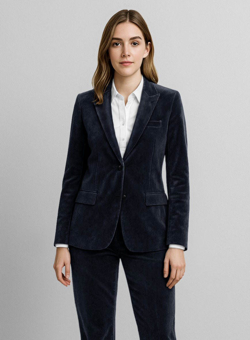 Women's Blue Velvet Jacket - StudioSuits