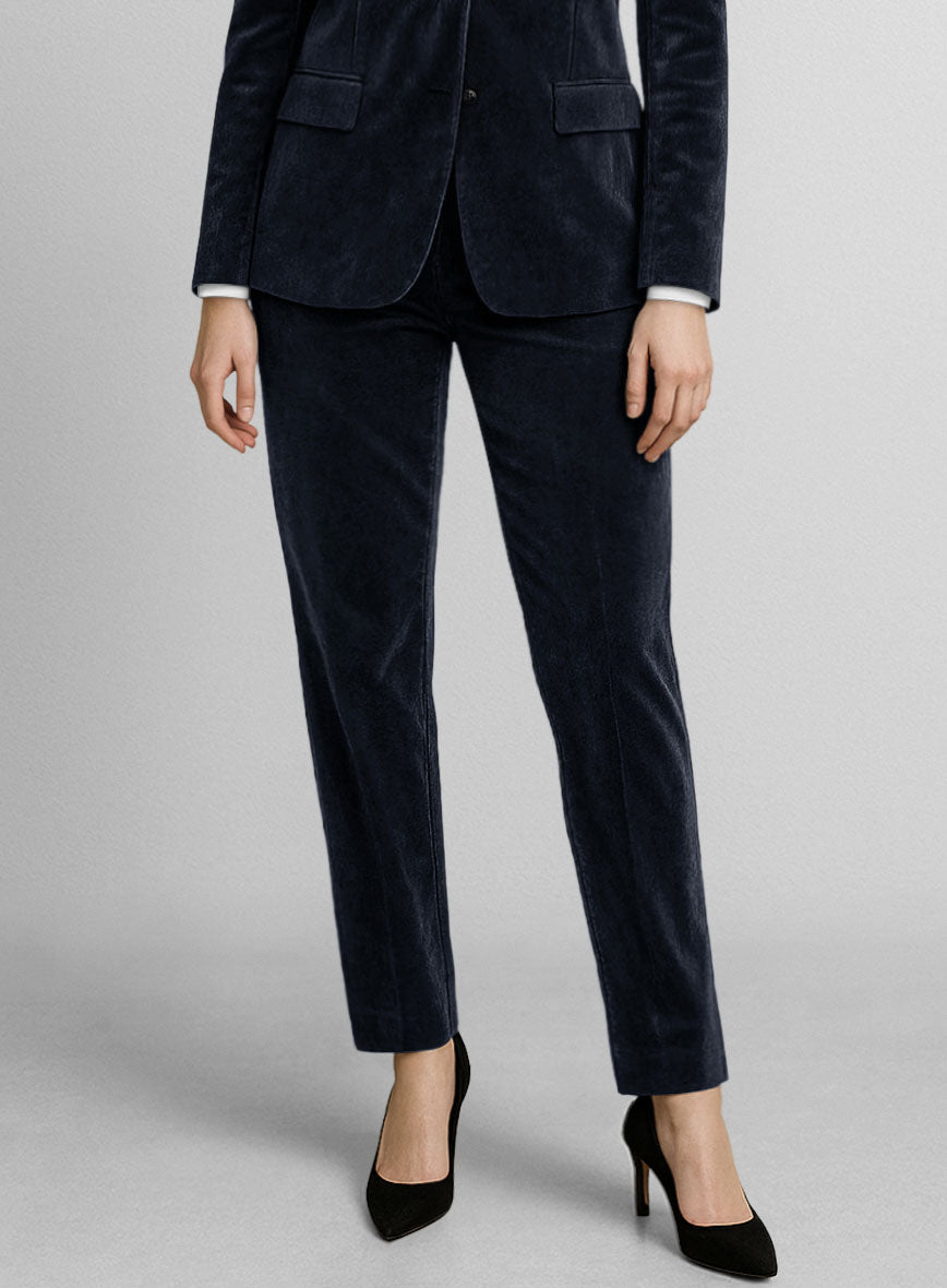 Women's Blue Velvet Pants - StudioSuits