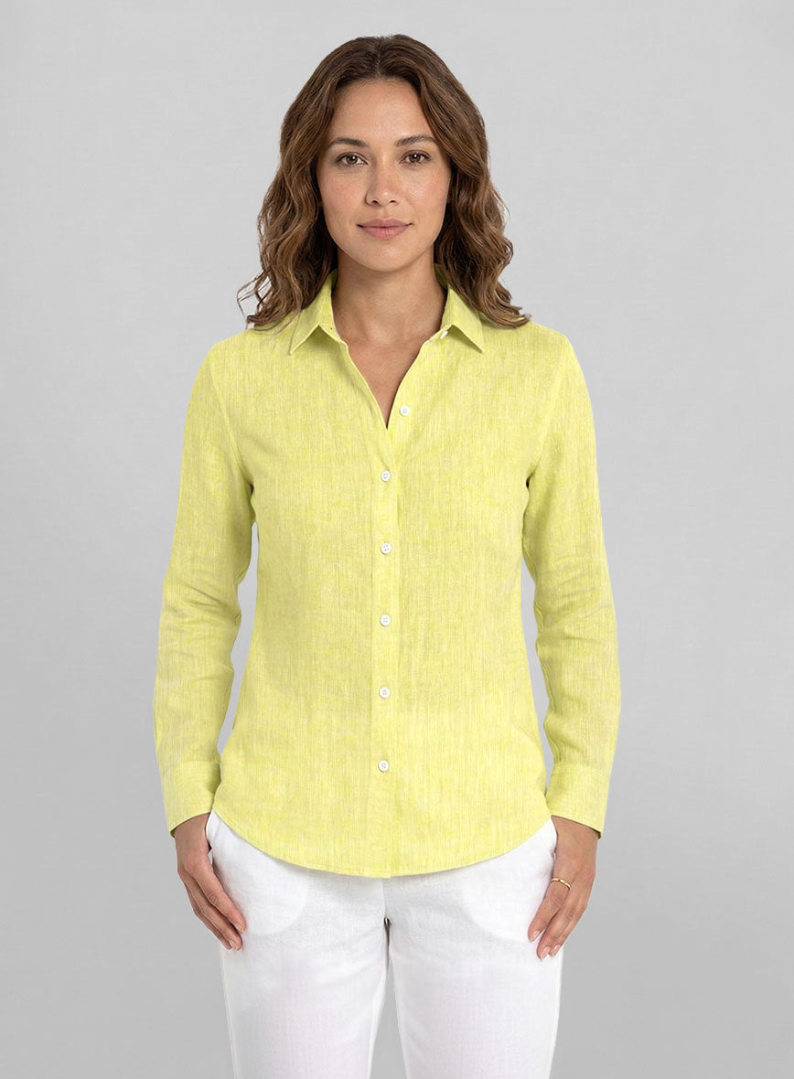 Women's European Yellow Linen Shirt - StudioSuits