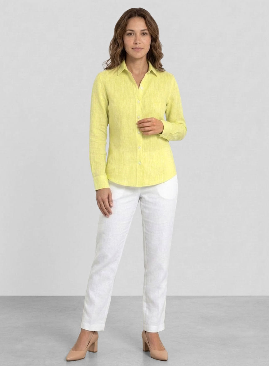 Women's European Yellow Linen Shirt - StudioSuits