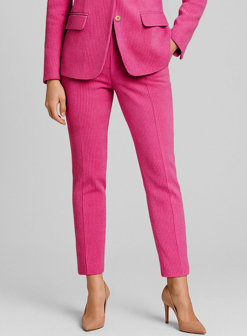Women's Fusica Pink Corduroy Pants - StudioSuits