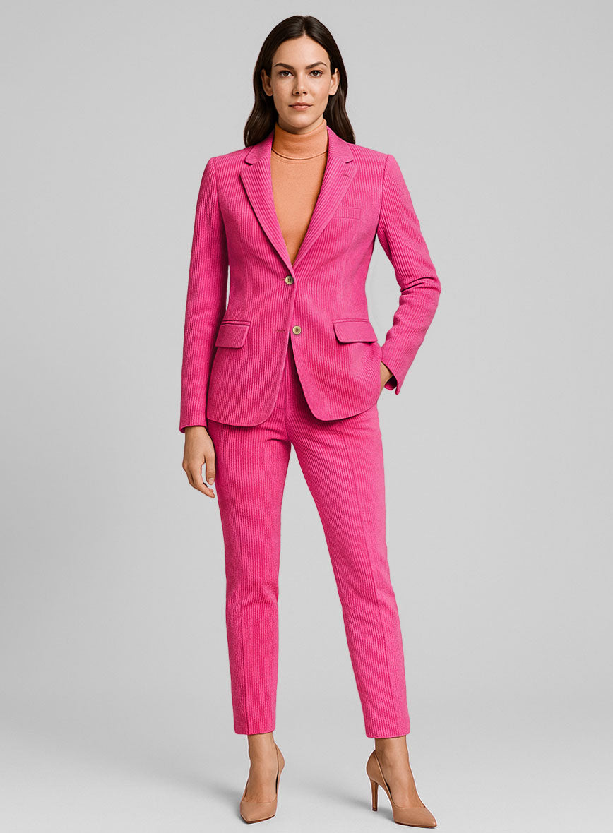 Women's Fusica Pink Corduroy Suit - StudioSuits