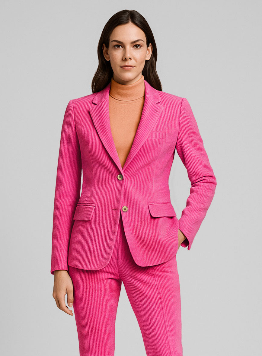 Women's Fusica Pink Corduroy Suit - StudioSuits