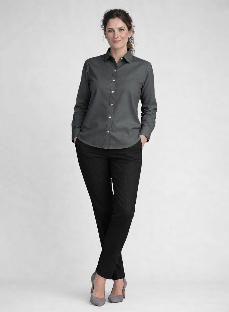 Women's Graphite Stretch Poplene Shirt - StudioSuits