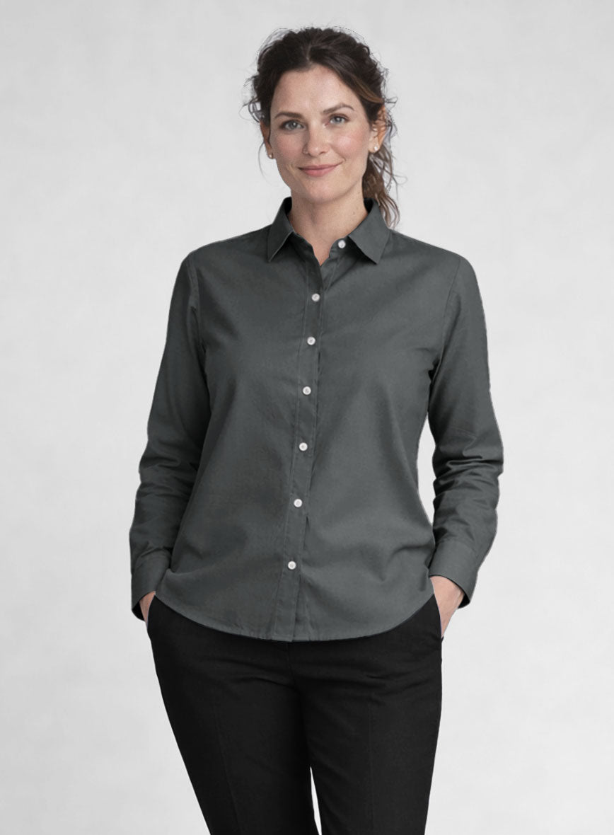 Women's Graphite Stretch Poplene Shirt - StudioSuits