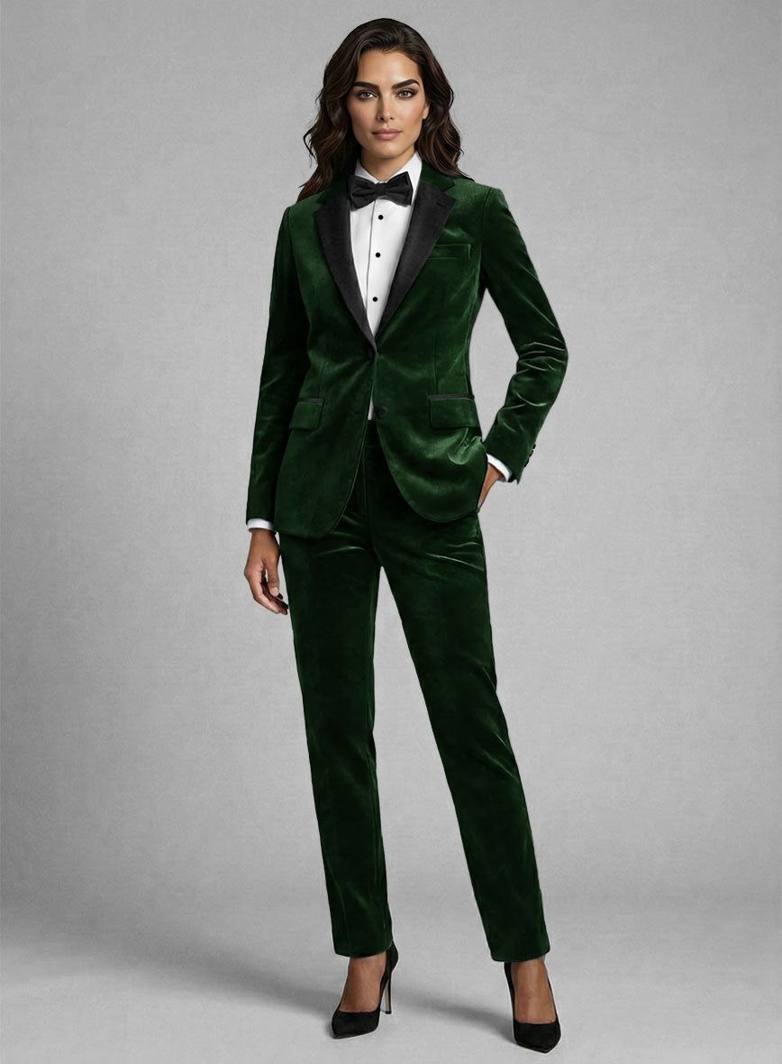 Women's Green Velvet Tuxedo Suit - StudioSuits