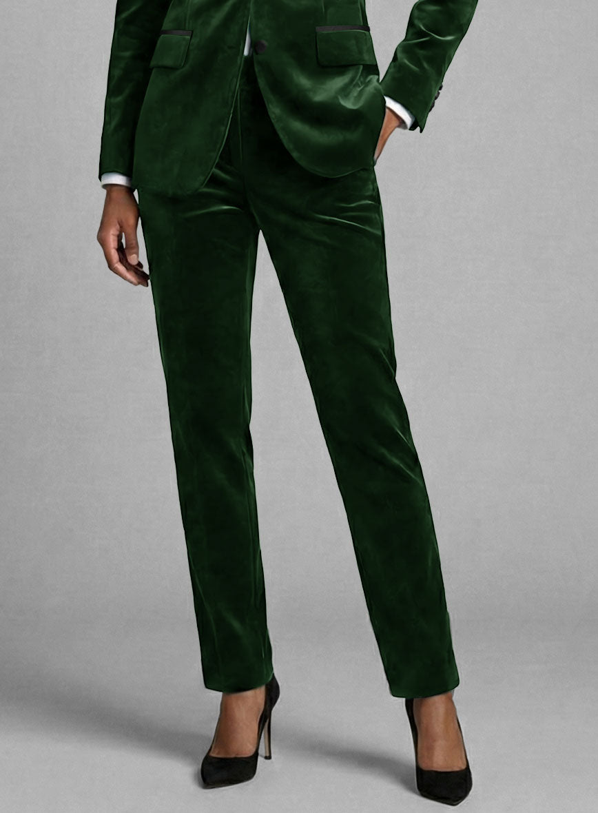 Women's Green Velvet Tuxedo Suit - StudioSuits