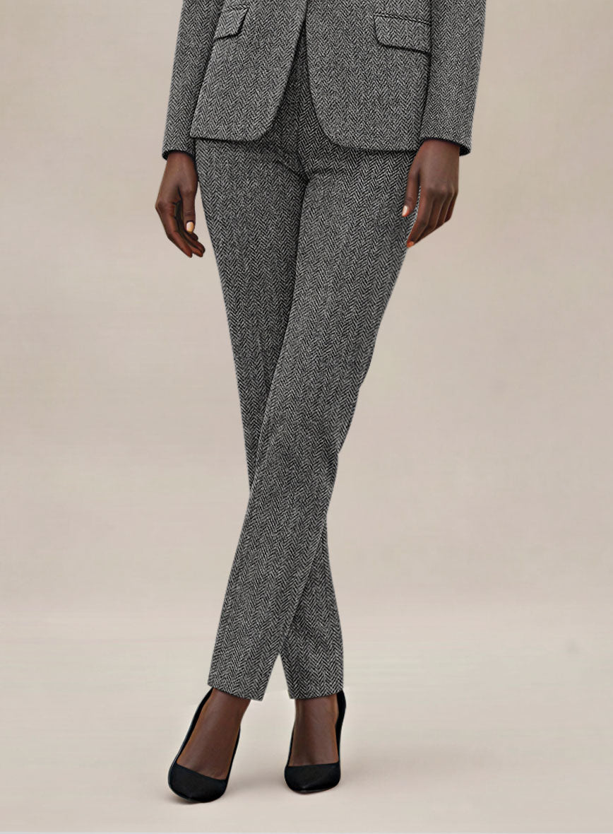 Women's Harris Tweed Gray Herringbone Pants - StudioSuits