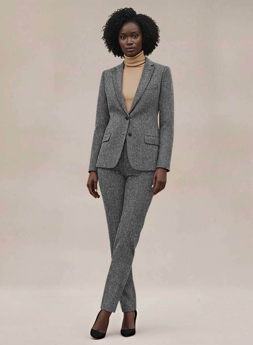 Women's Harris Tweed Gray Herringbone Suit - StudioSuits
