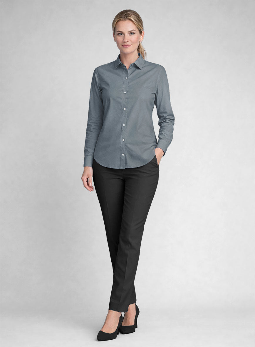 Women's Marble Blue Stretch Poplene Shirt - StudioSuits