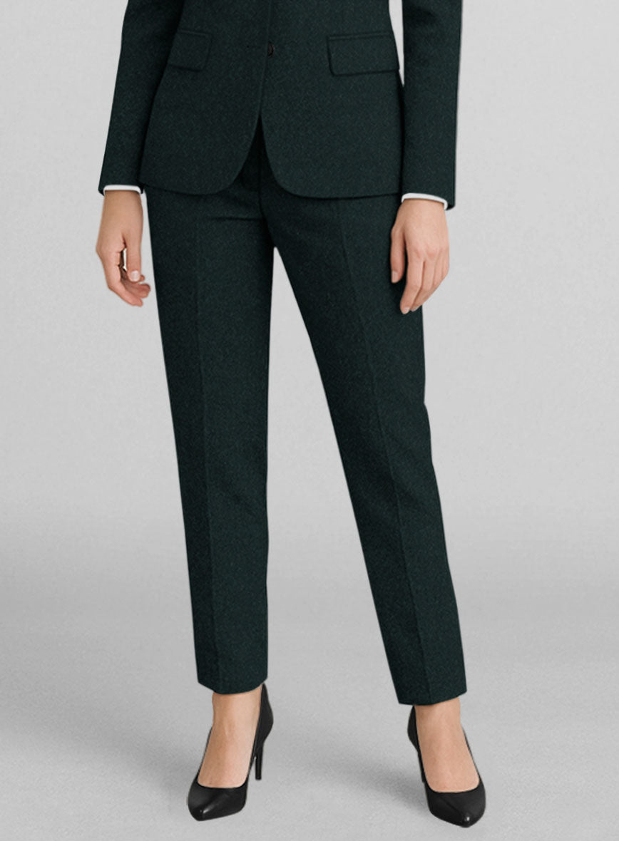 Women's Naples Bello Green Tweed Pants - StudioSuits