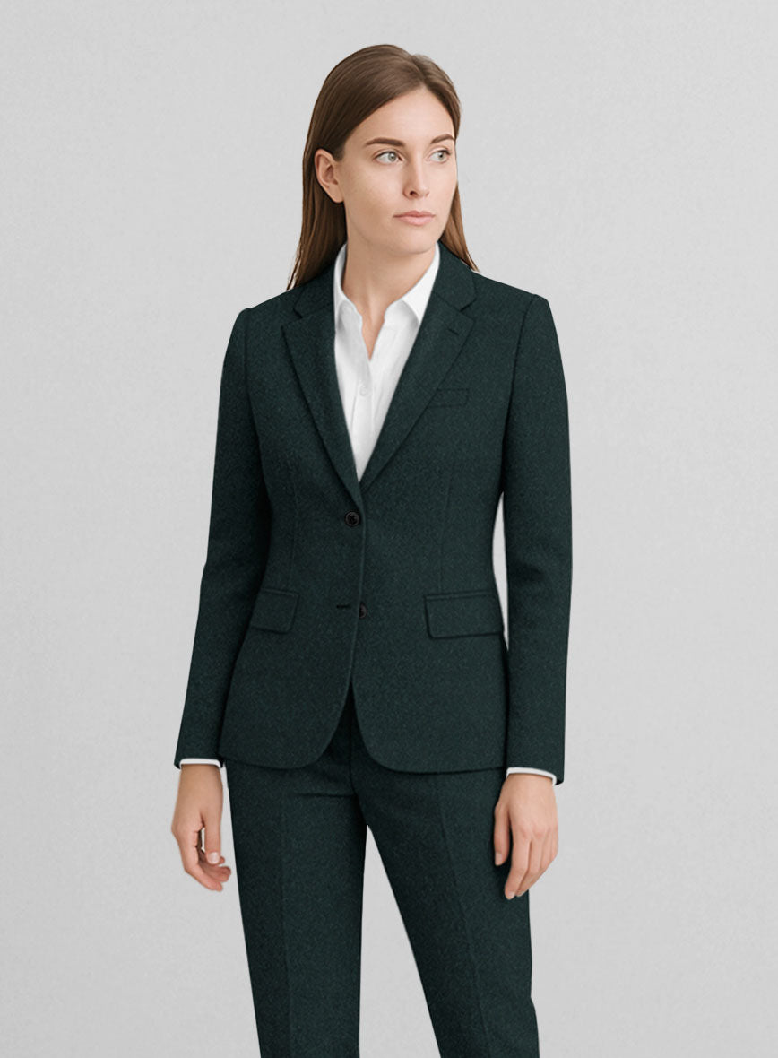 Women's Naples Bello Green Tweed Suit - StudioSuits