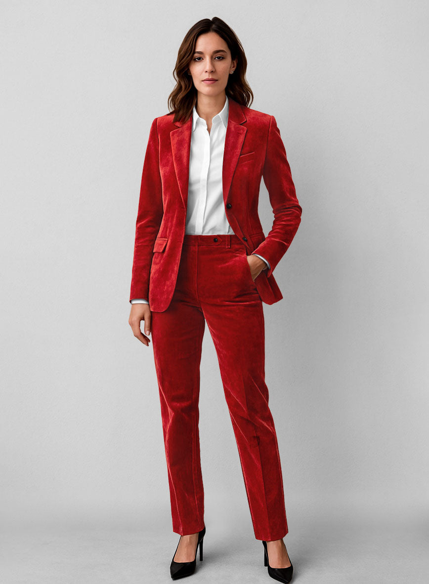 Women's Red Velvet Suit - StudioSuits