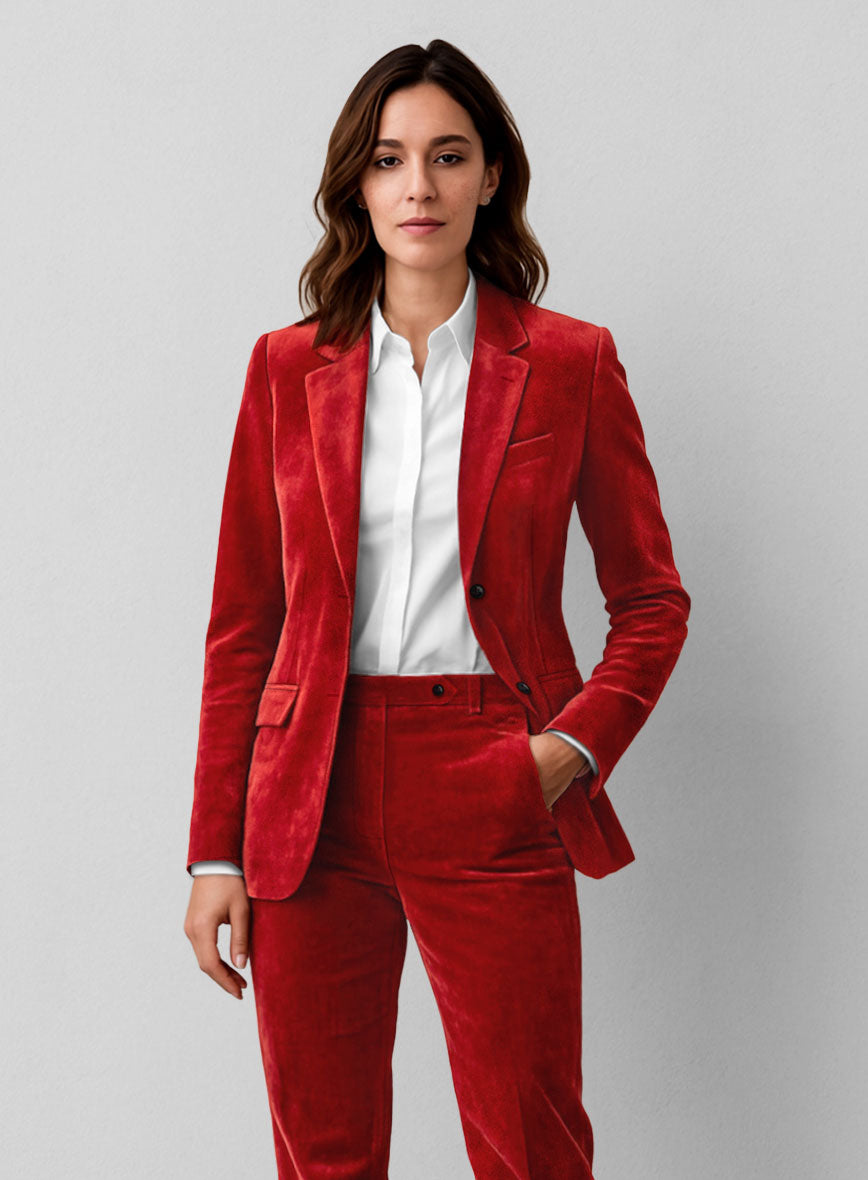 Women's Red Velvet Suit - StudioSuits