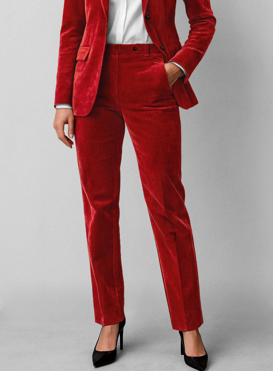 Women's Red Velvet Suit - StudioSuits