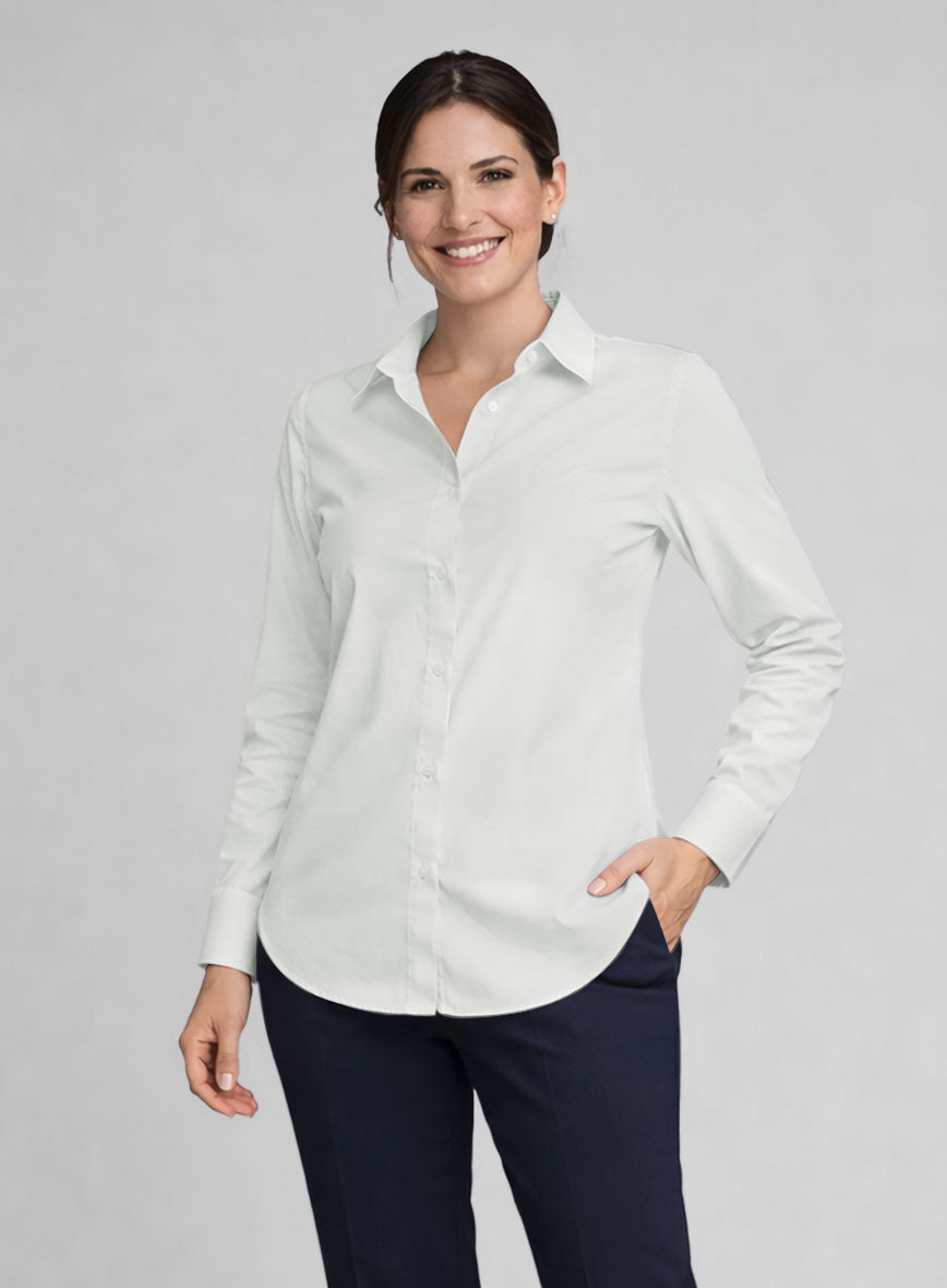 Women's Silver Gray Stretch Poplene Shirt - StudioSuits
