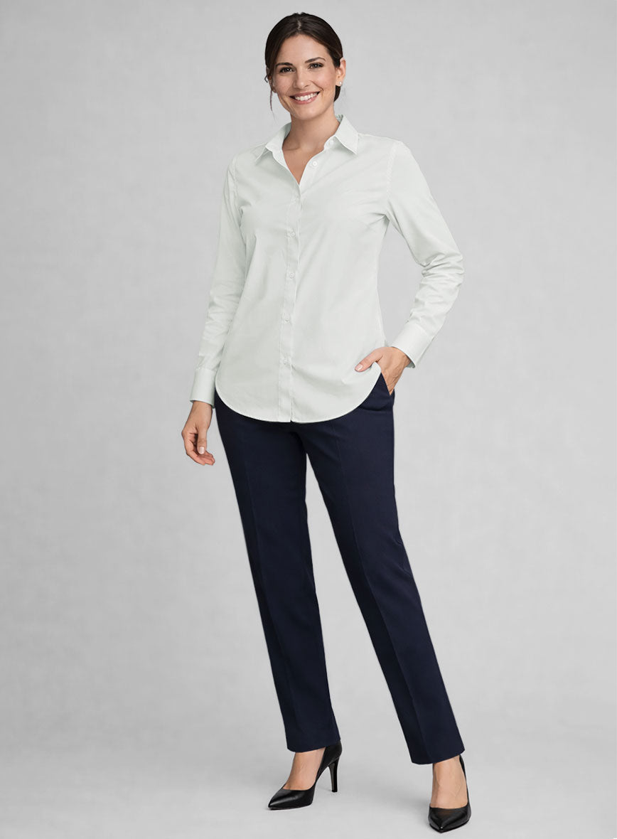Women's Silver Gray Stretch Poplene Shirt - StudioSuits