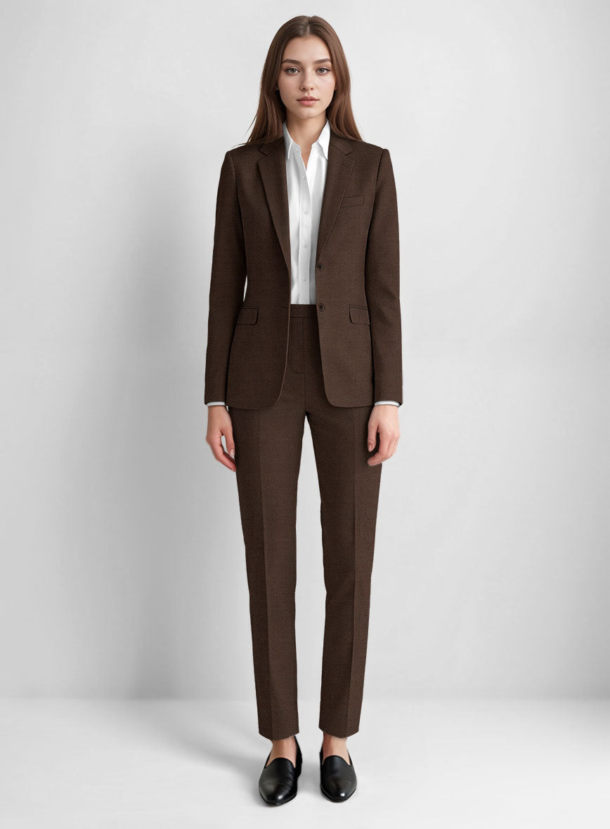 Women's Worsted Brown Wool Suit - StudioSuits