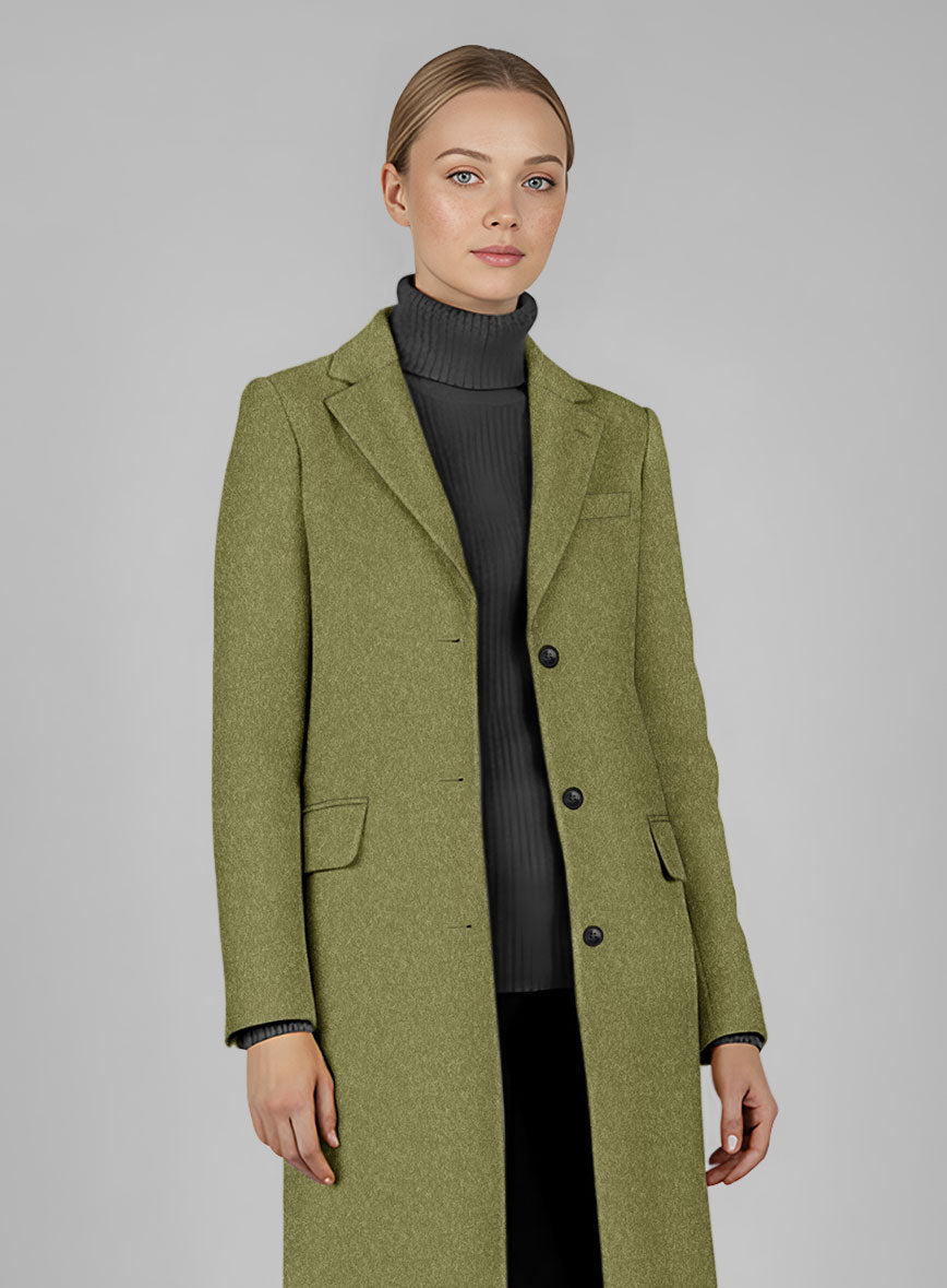 Women's Naples Festa Green Tweed Overcoat - StudioSuits