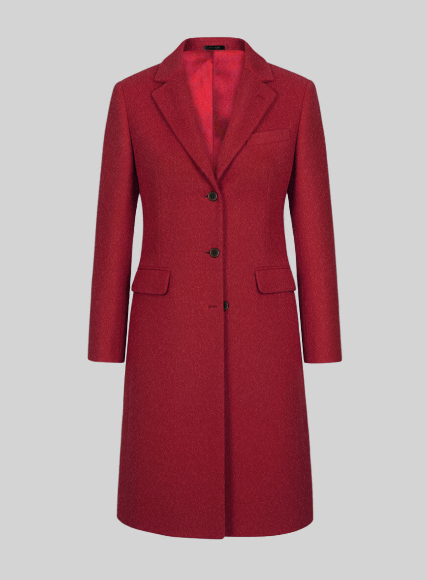 Women's Naples Red Tweed Overcoat - StudioSuits