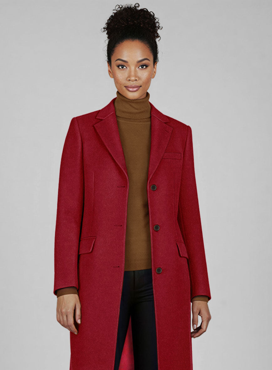 Women's Naples Red Tweed Overcoat - StudioSuits