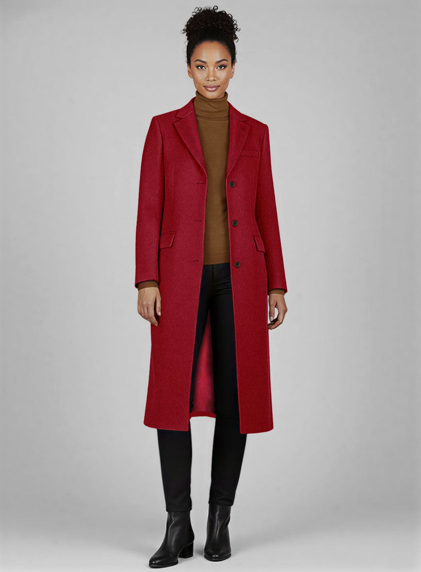 Women's Naples Red Tweed Overcoat - StudioSuits