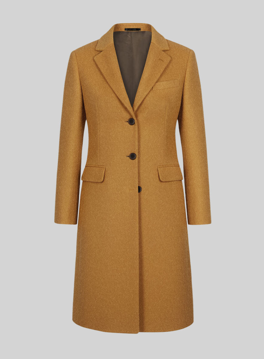 Women's Naples Yellow Tweed Overcoat - StudioSuits