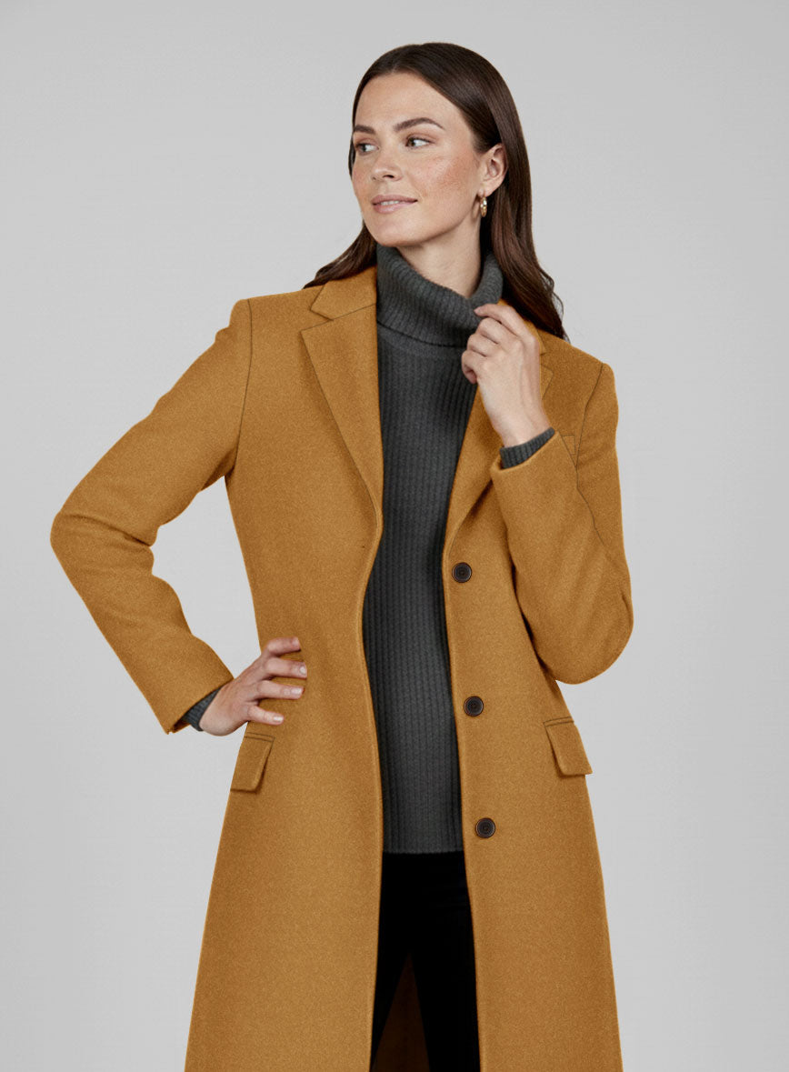 Women's Naples Yellow Tweed Overcoat - StudioSuits
