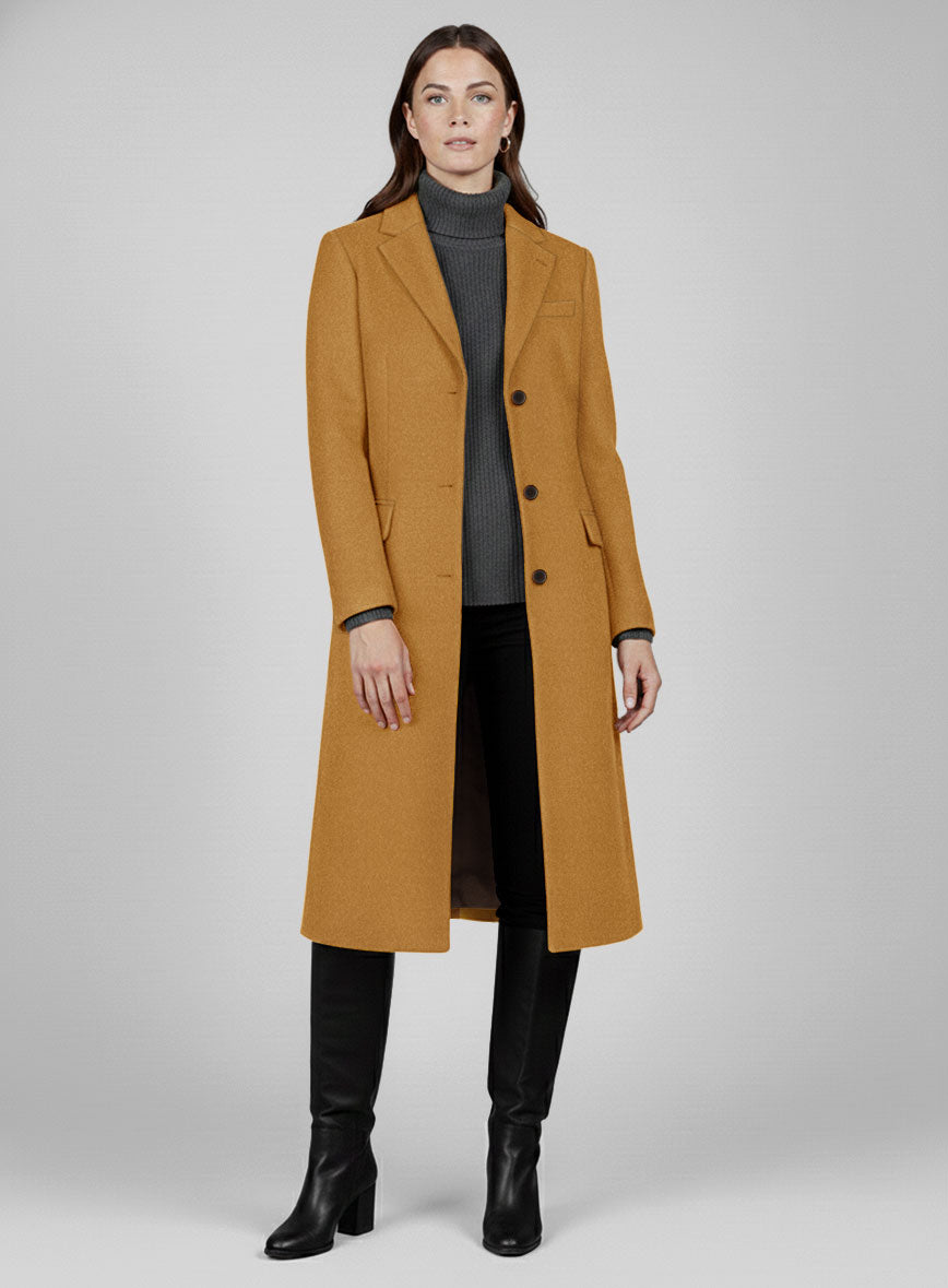 Women's Naples Yellow Tweed Overcoat - StudioSuits