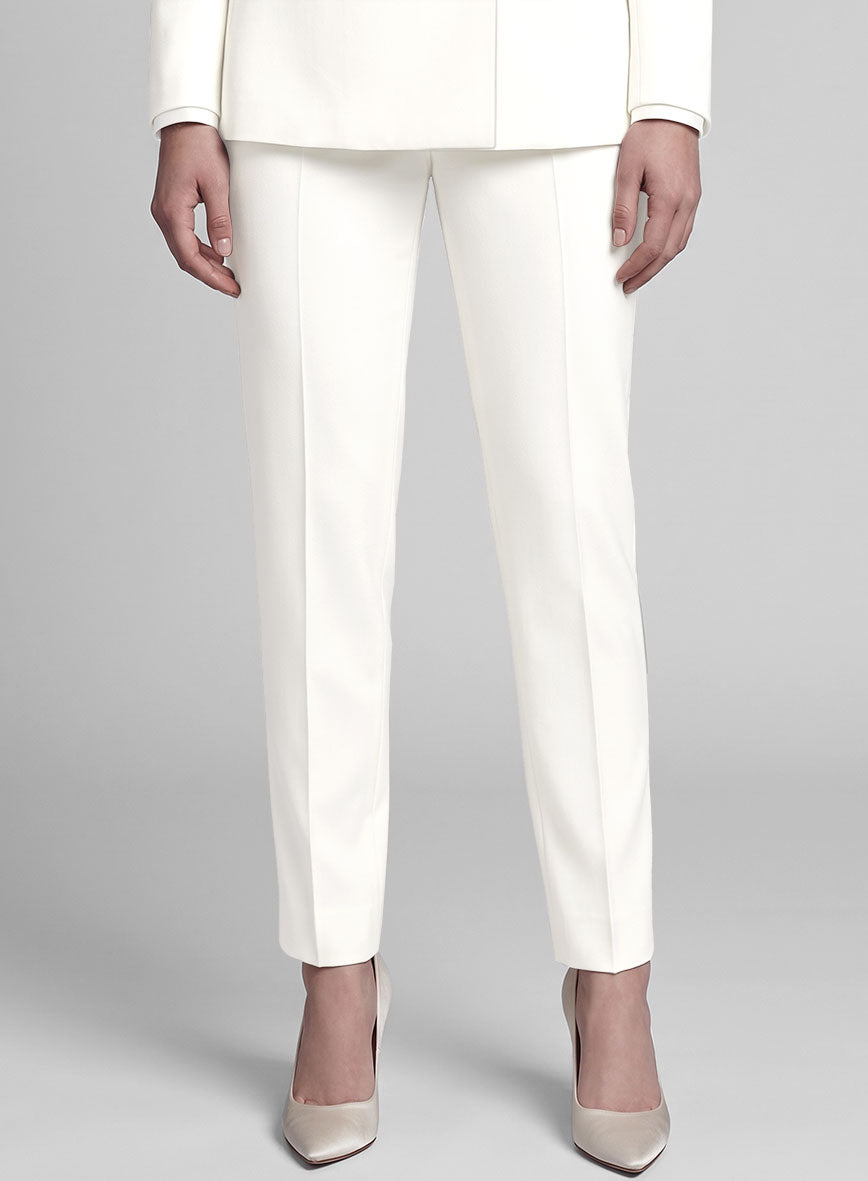 Womens Off-White Double Breasted Tuxedo Suit - StudioSuits