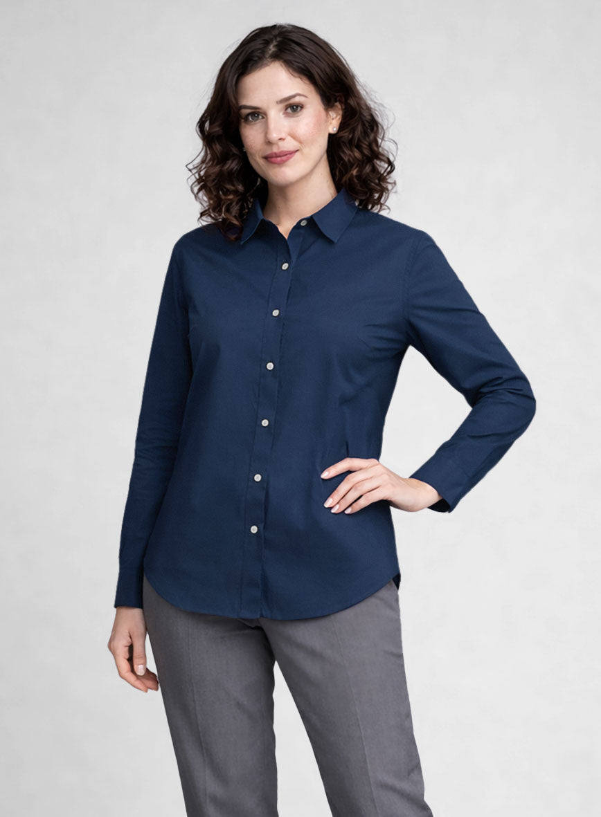 Women's Air Blue Stretch Poplene Shirt - StudioSuits