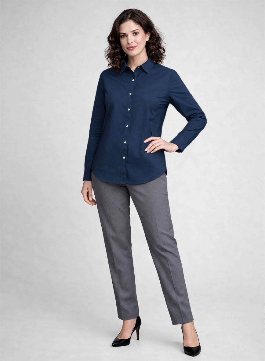 Women's Air Blue Stretch Poplene Shirt - StudioSuits