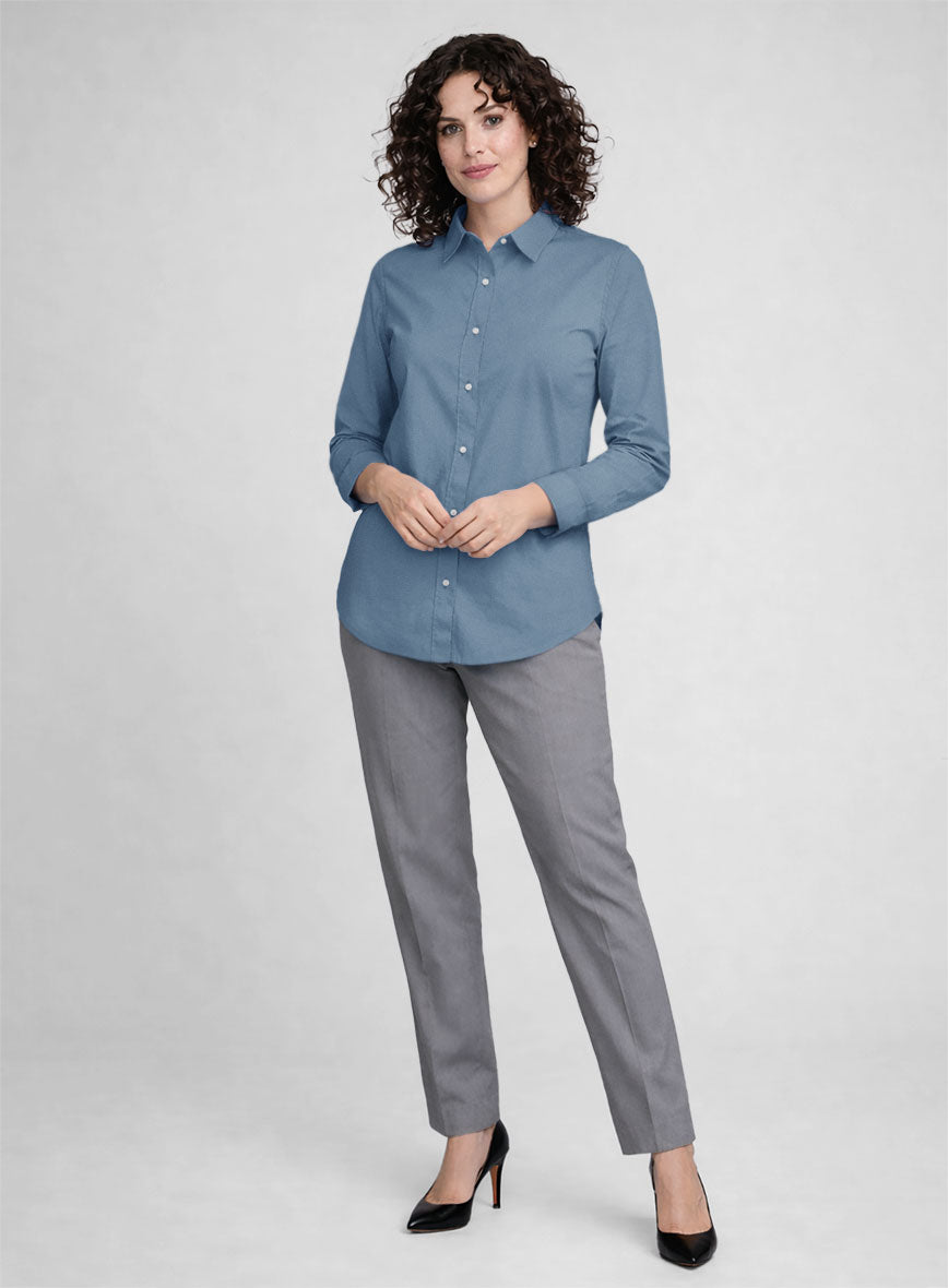 Women's Azure Blue Stretch Poplene Shirt - StudioSuits