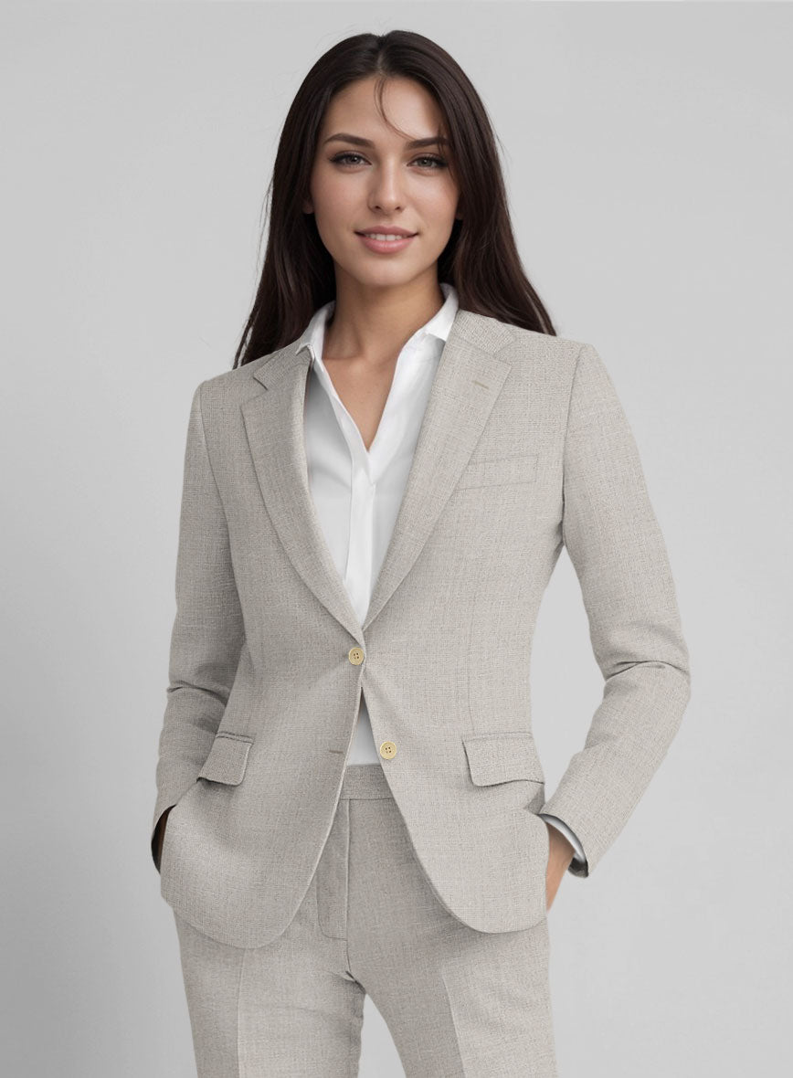 Women's Barn Beige Linen Jacket - StudioSuits