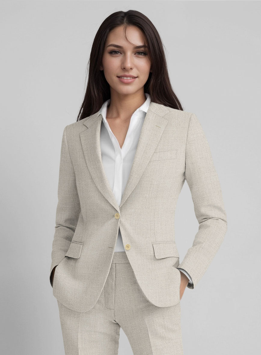 Women's Barn Beige Linen Jacket - StudioSuits